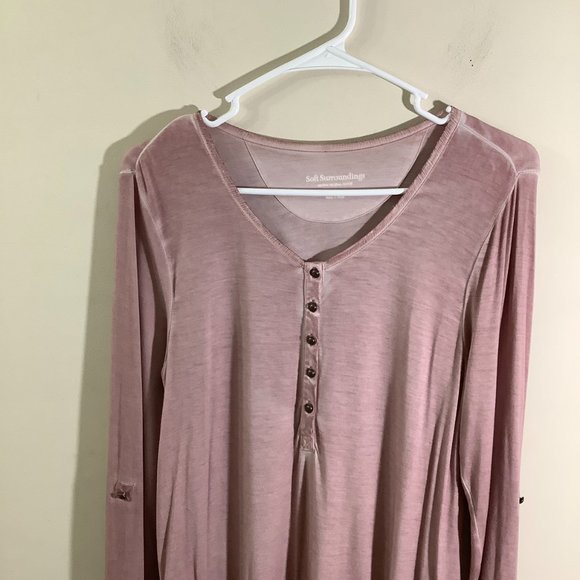 Soft Surroundings 🌵 Blush Long Sleeve Pull-over Silk Trim Size Petite Sm… - Picture 2 of 6